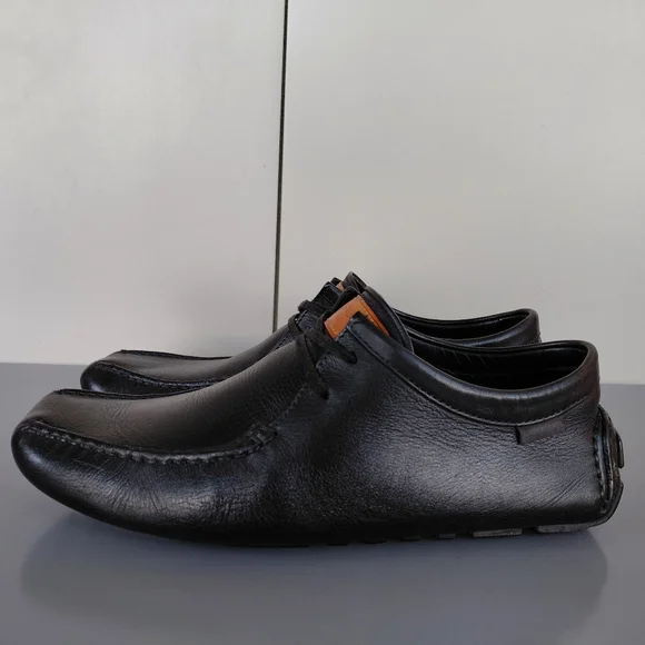 Louis Vuitton Black Veau Soie Leather Loafers Shoes - Picture 5 of 16